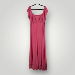 Torrid Coral Embroidered Off Shoulder Maxi Dress Womans Size 3 3X (22/24) Lined